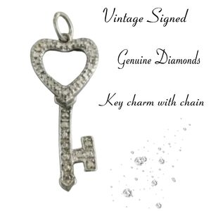 GENUINE DIAMOND KEY NECKLACE PENDANT & CHAIN